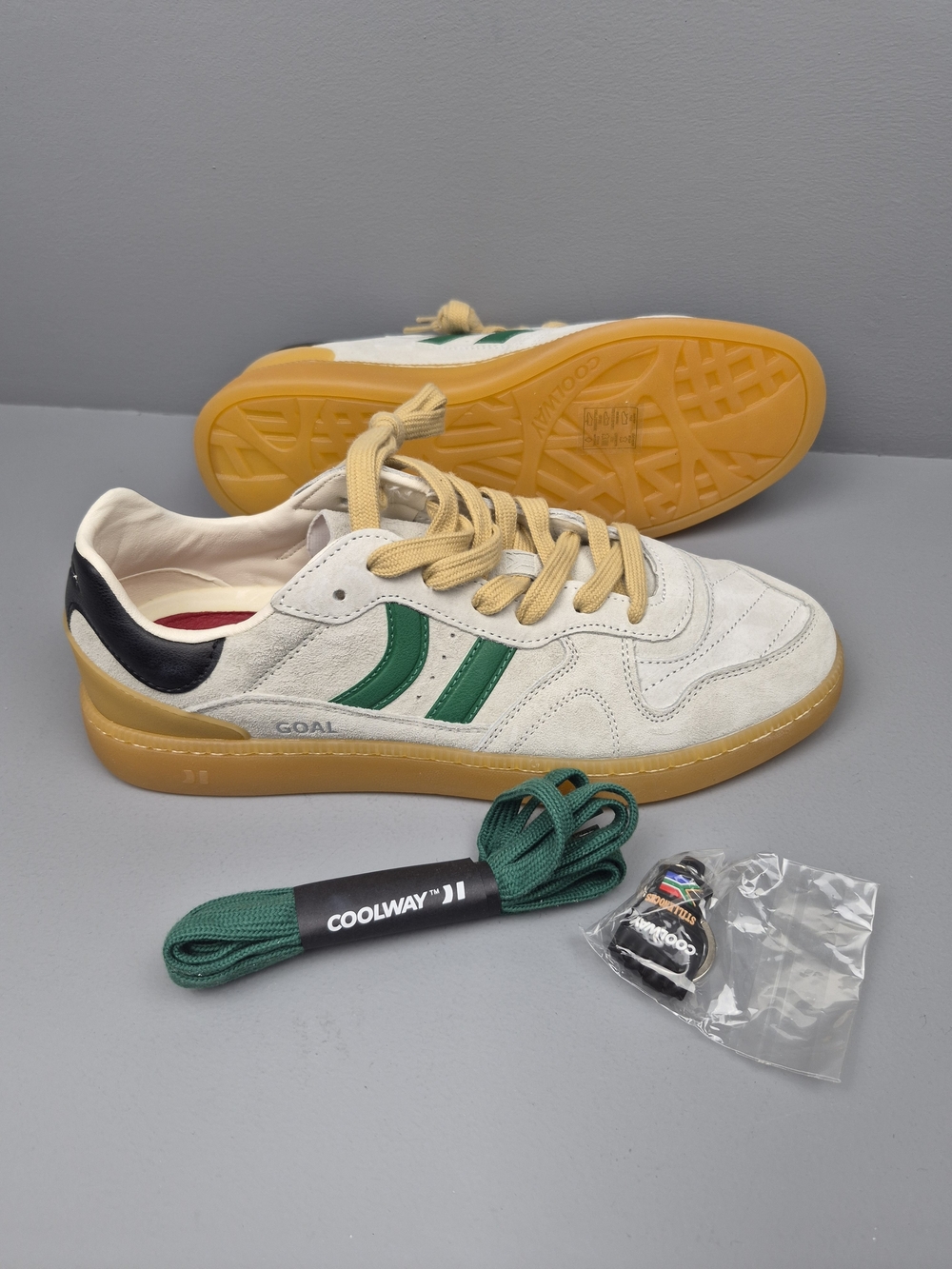 Coolway Men's Goal Knocks Ice Beige Green Suede Shoes Sneakers Size US Mens 10